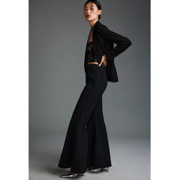 Anthropologie Black Flared High Rise Pants | Size 4 - Picture 2 of 6